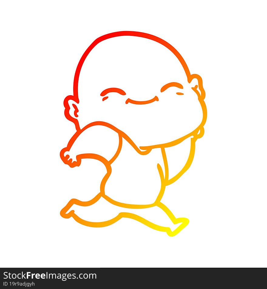 warm gradient line drawing cartoon happy bald man