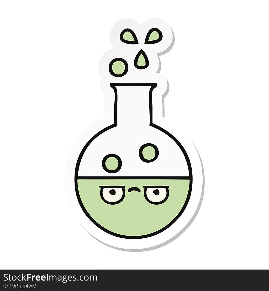 sticker of a cute cartoon test tube