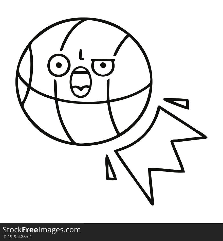 line drawing cartoon basketball