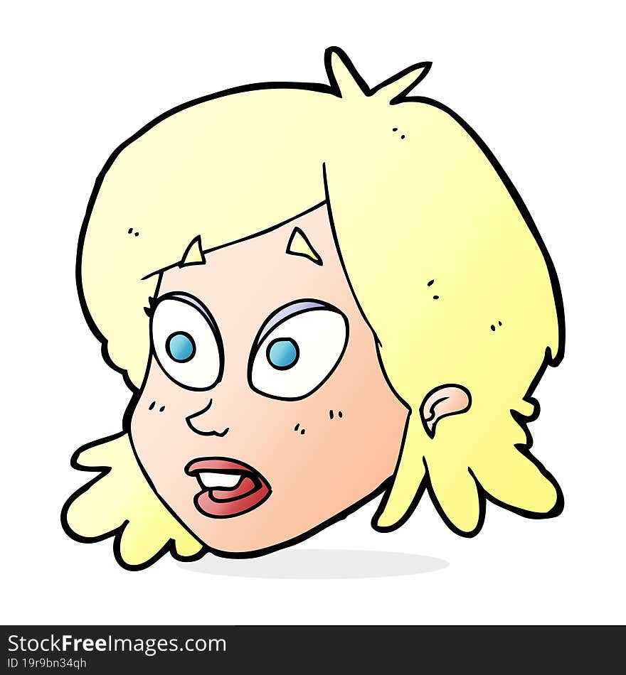 Cartoon Female Face With Surprised Expression