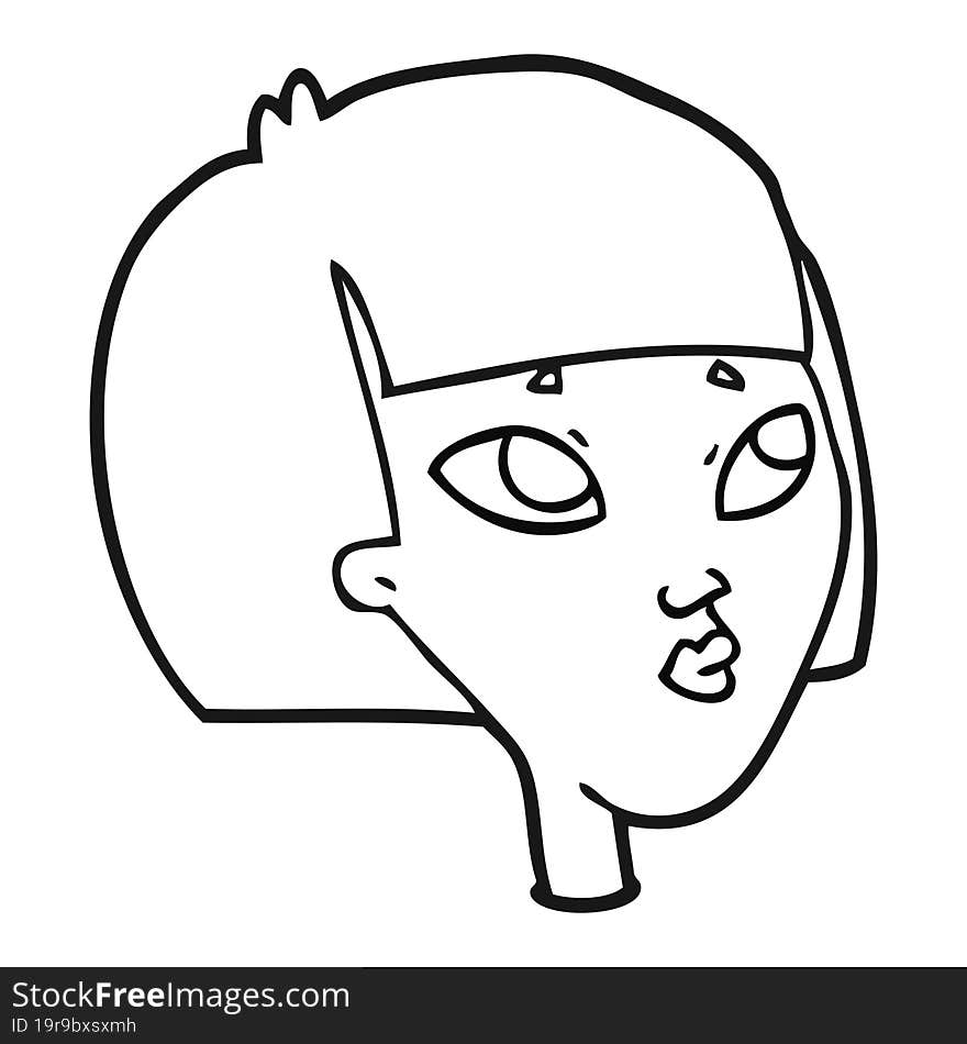 black and white cartoon female face