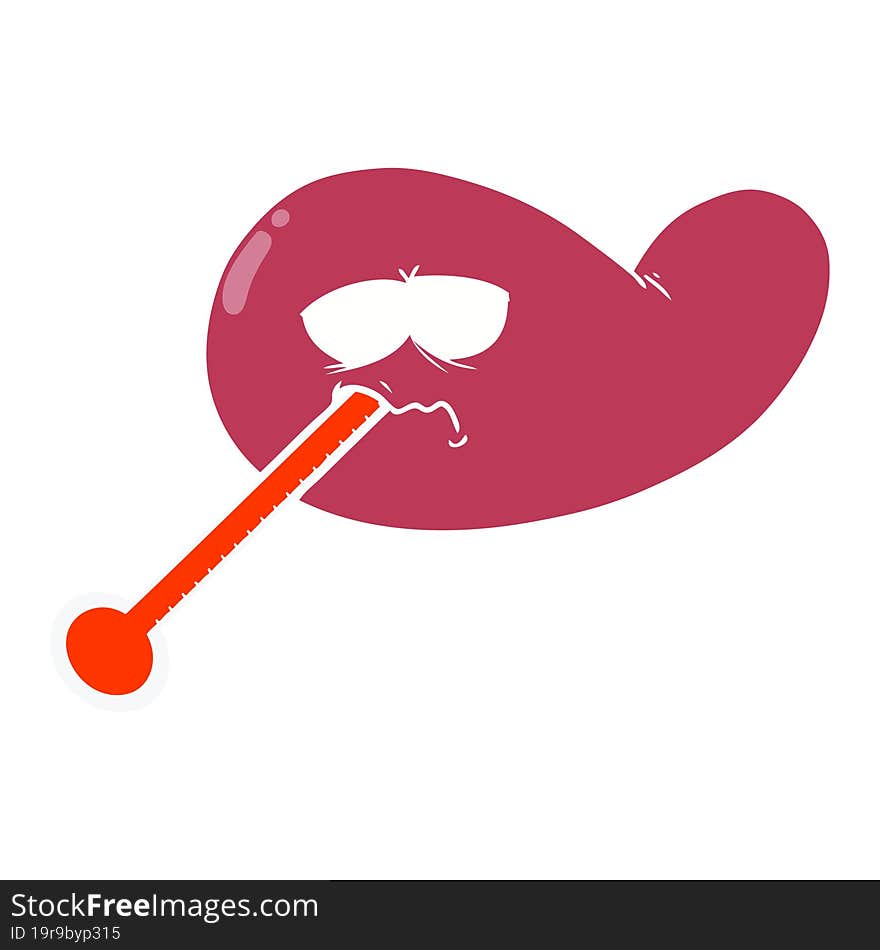 flat color style cartoon ill gall bladder