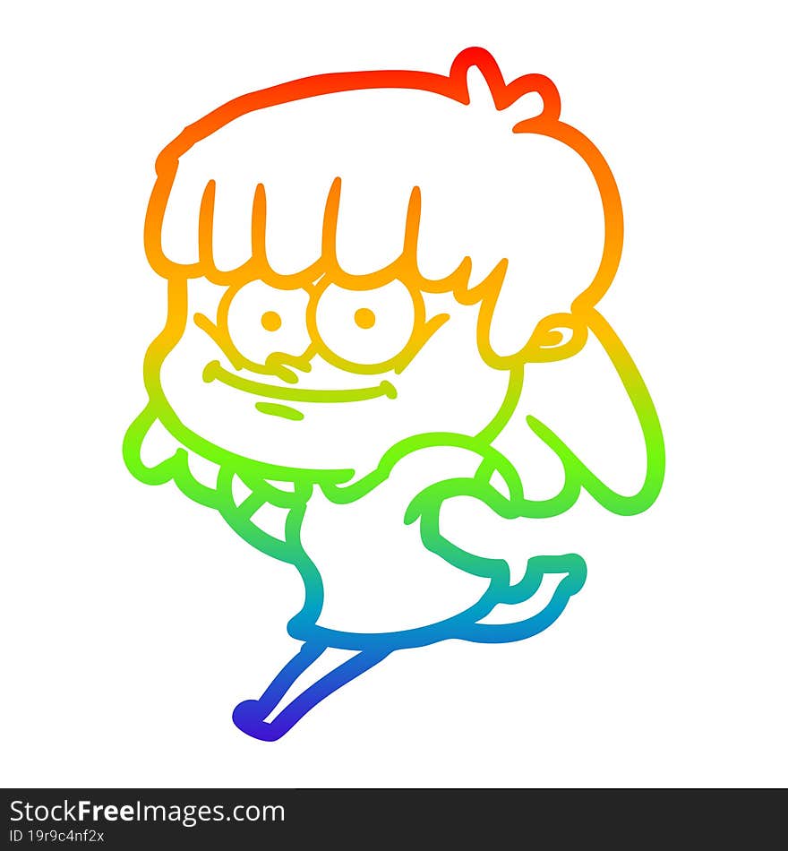 rainbow gradient line drawing cartoon smiling woman