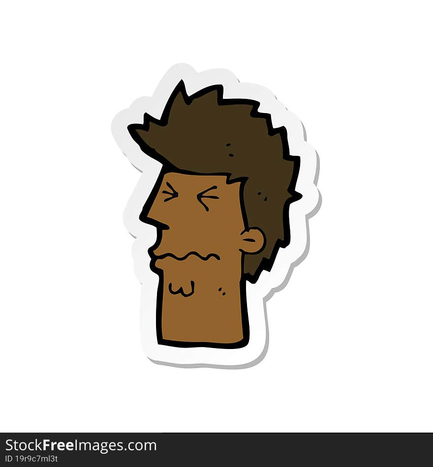 Sticker Of A Cartoon Stressed Out Face