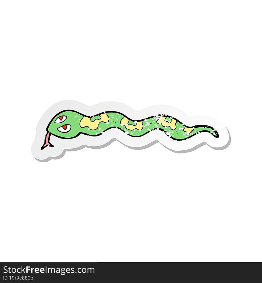 retro distressed sticker of a cartoon hissing snake