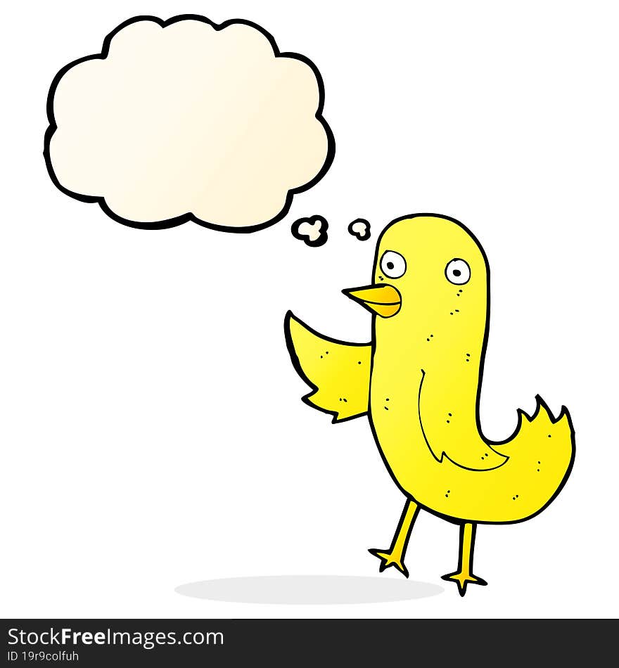 Funny Cartoon Bird With Thought Bubble