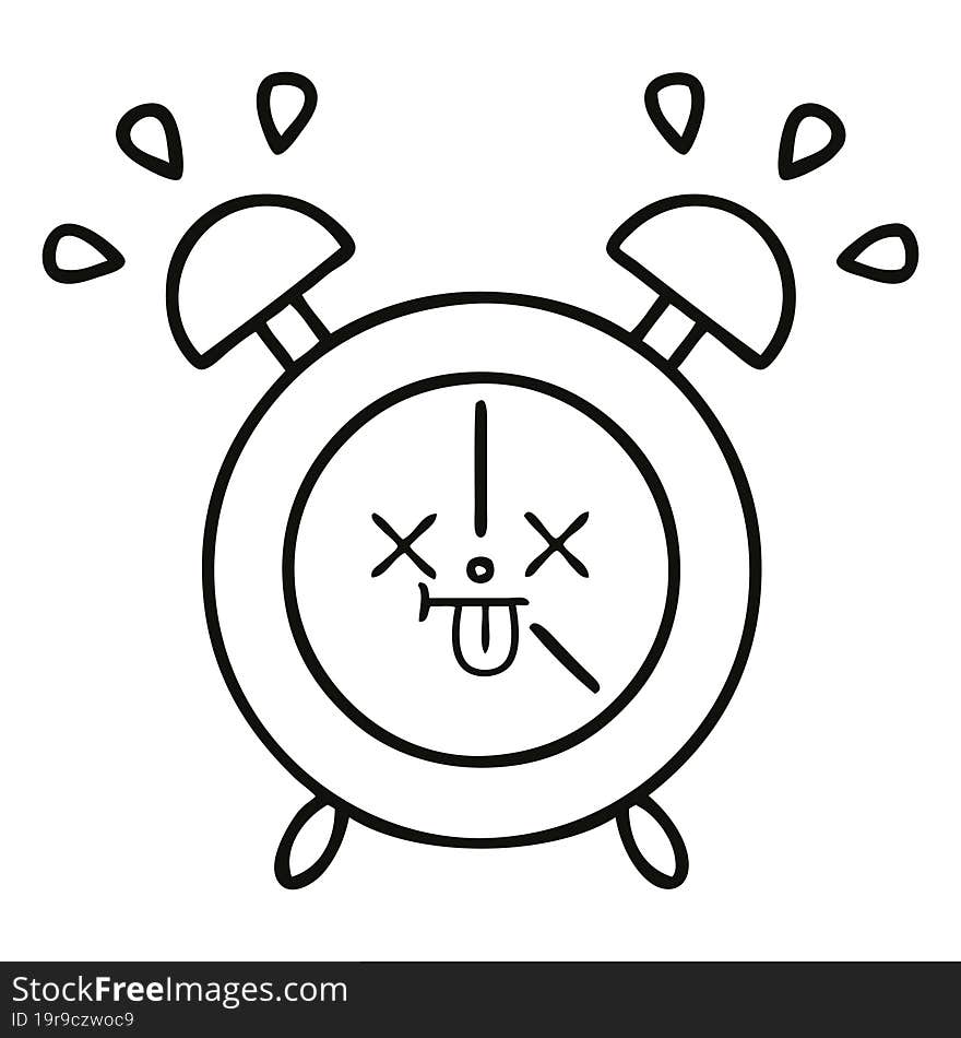 line drawing cartoon alarm clock