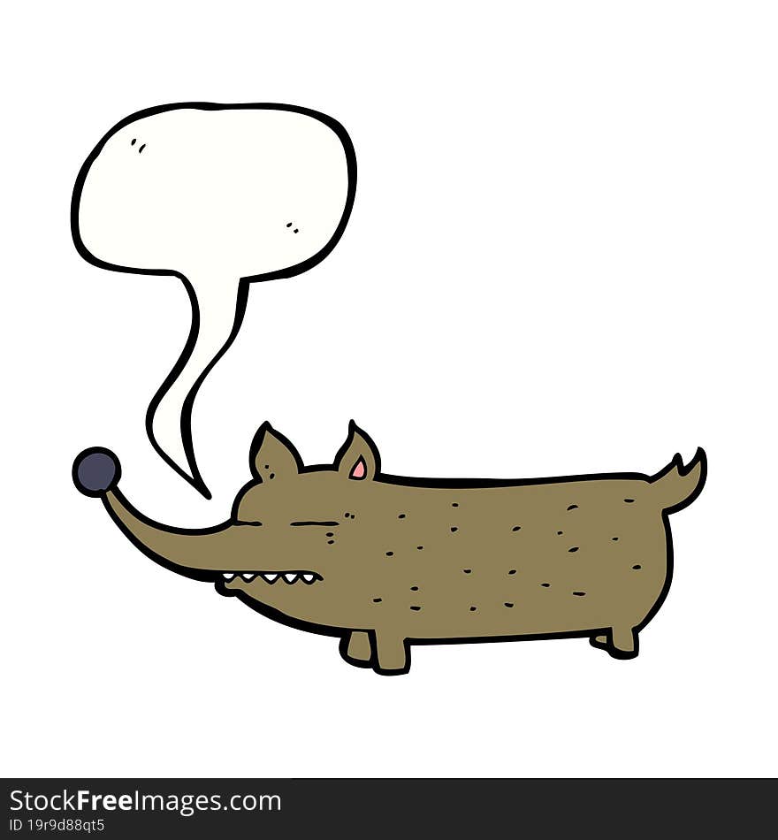 cartoon funny little dog with speech bubble