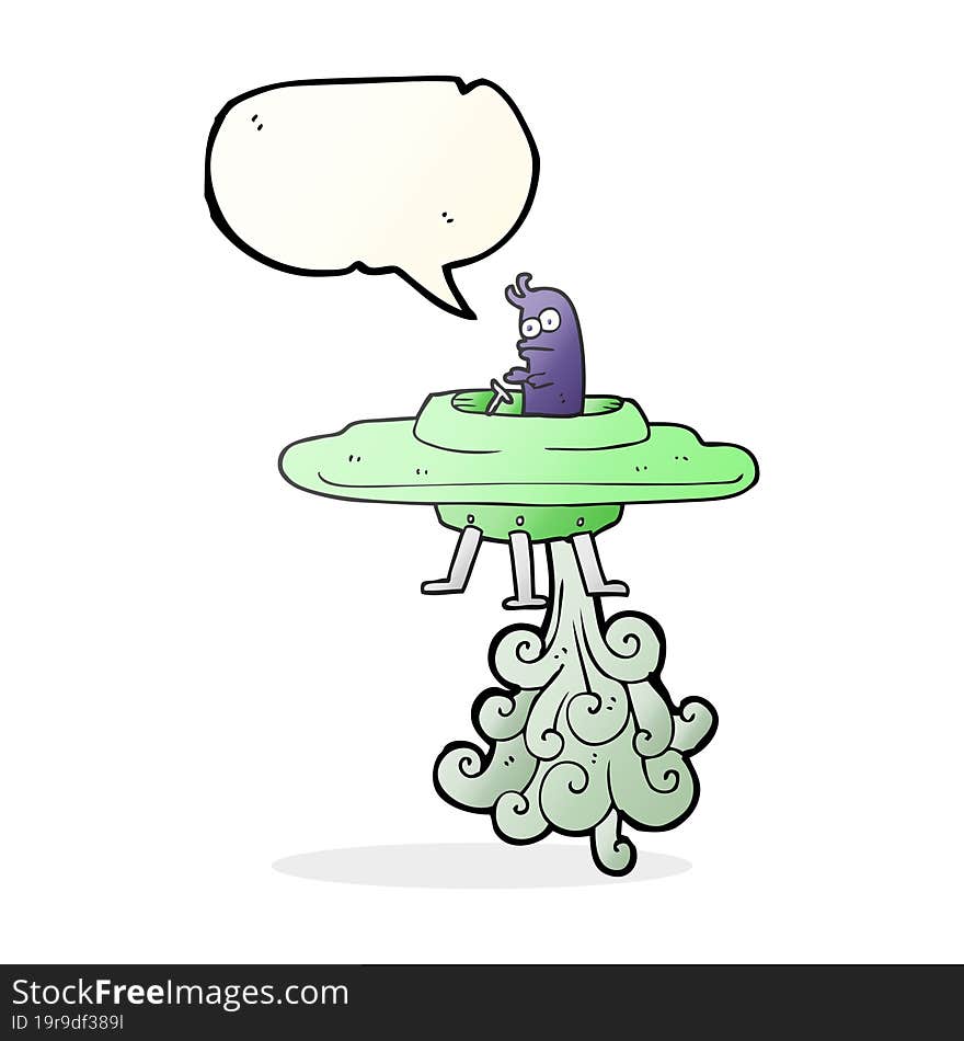 freehand drawn speech bubble cartoon flying saucer