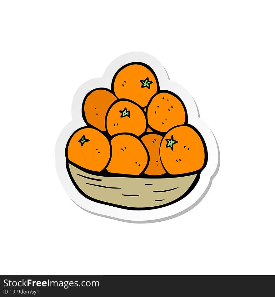 sticker of a cartoon bowl of oranges