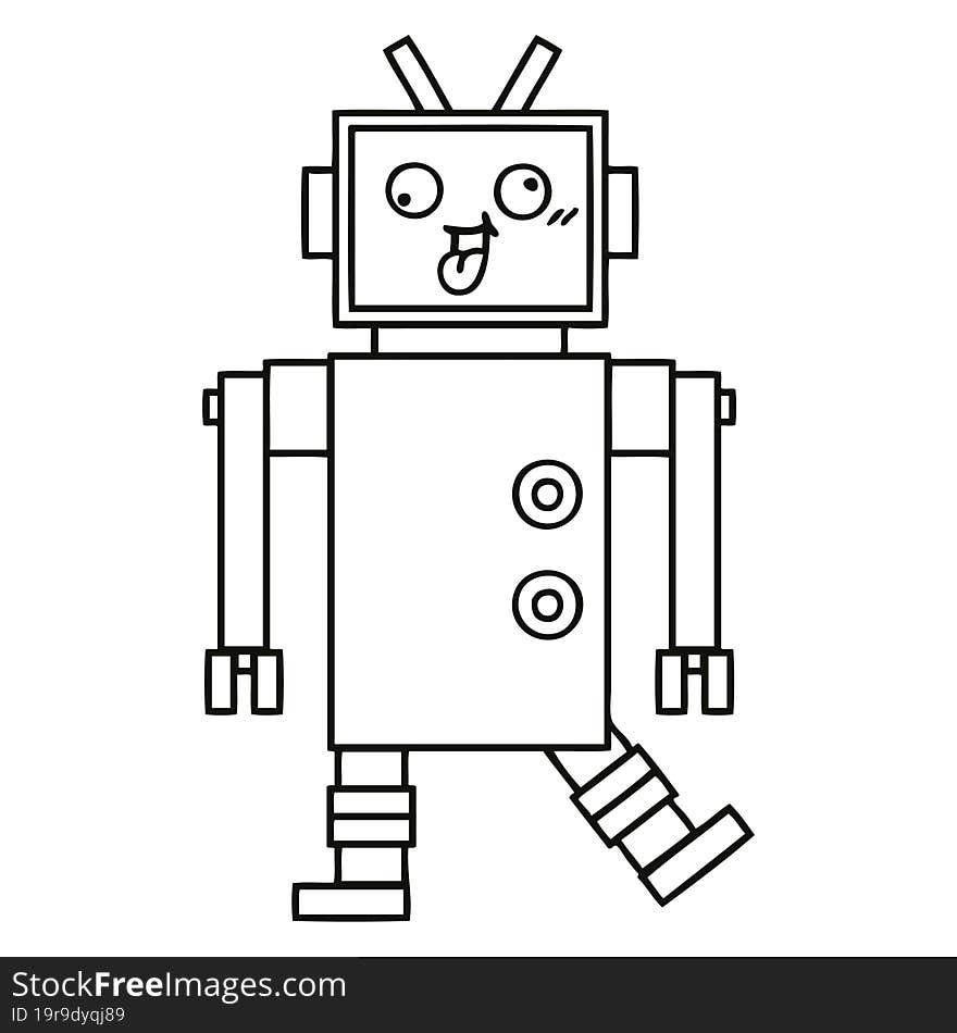 line drawing cartoon of a robot. line drawing cartoon of a robot