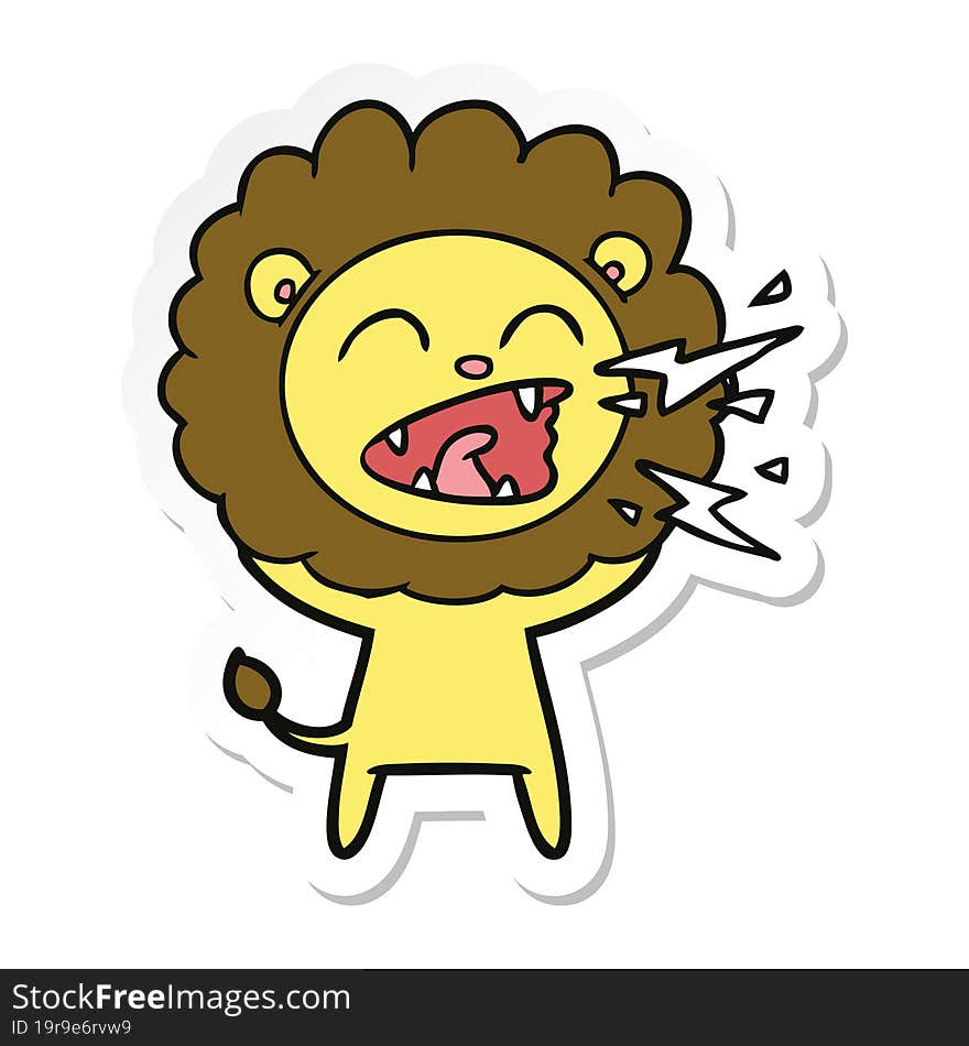 Sticker Of A Cartoon Roaring Lion