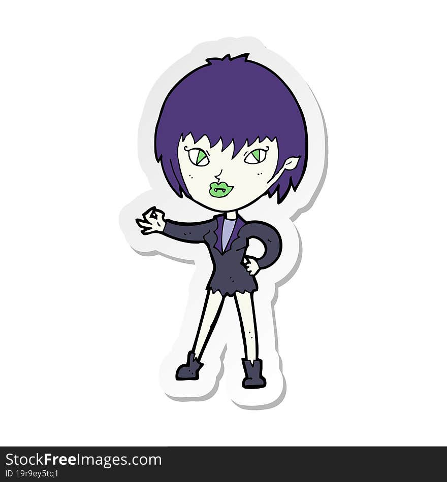 sticker of a cartoon vampire girl