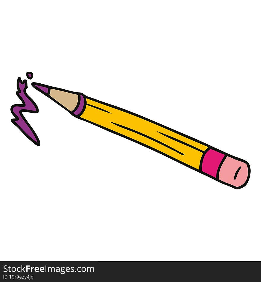 hand drawn cartoon doodle of a coloured pencil