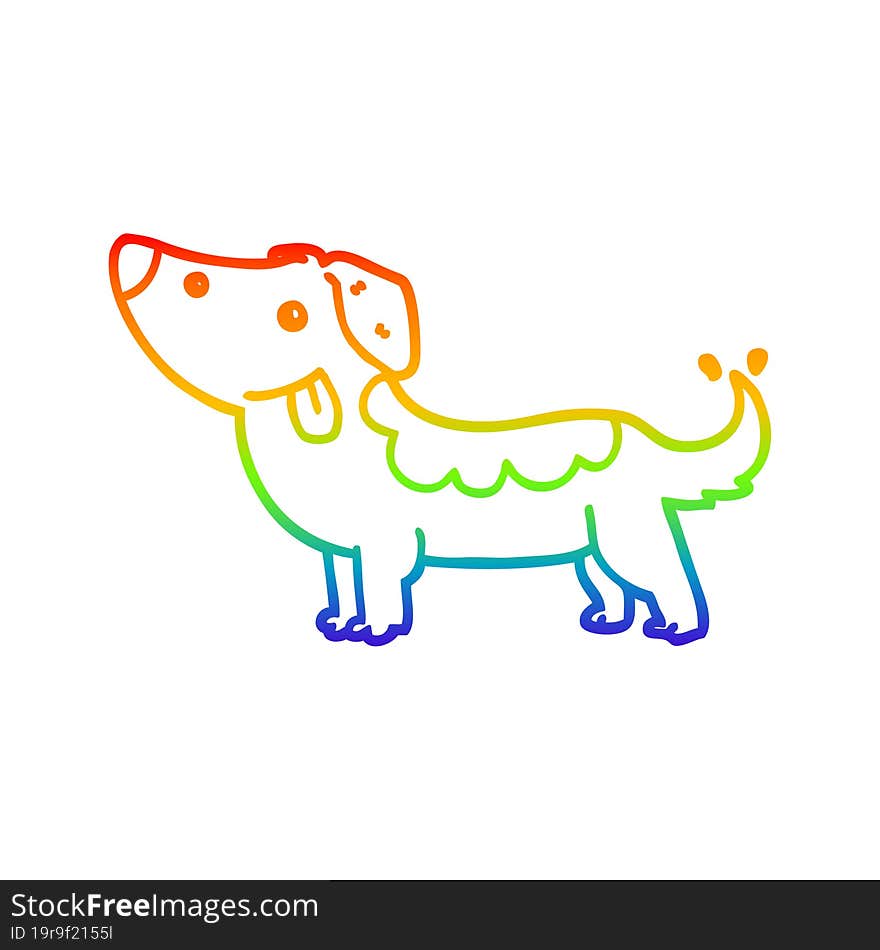 rainbow gradient line drawing of a cartoon dog