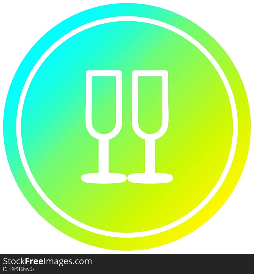 champagne glasses circular in cold gradient spectrum