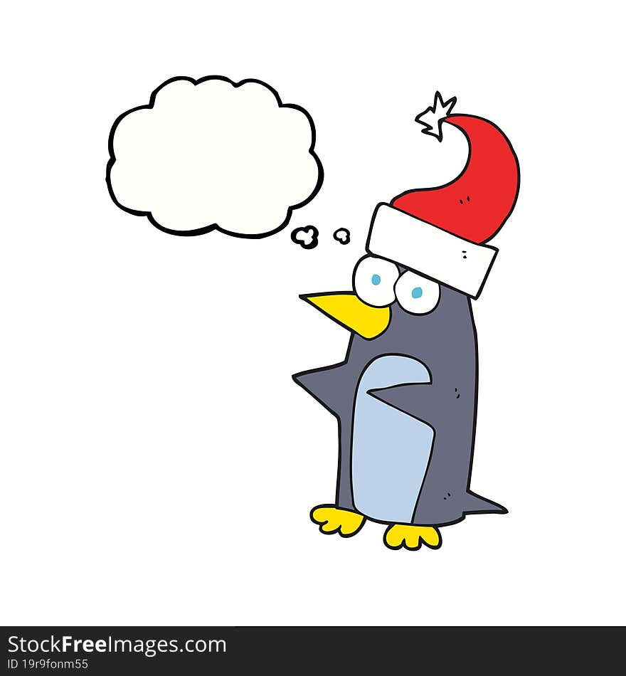 thought bubble cartoon christmas penguin