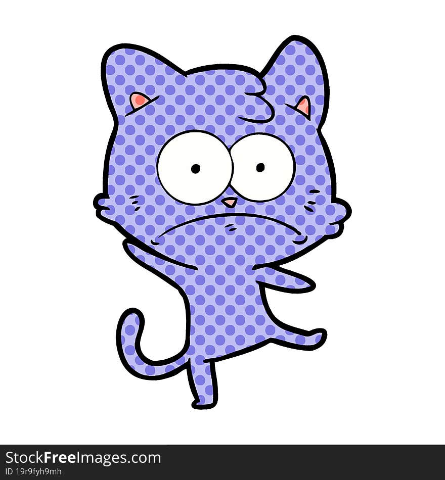 cartoon nervous cat. cartoon nervous cat