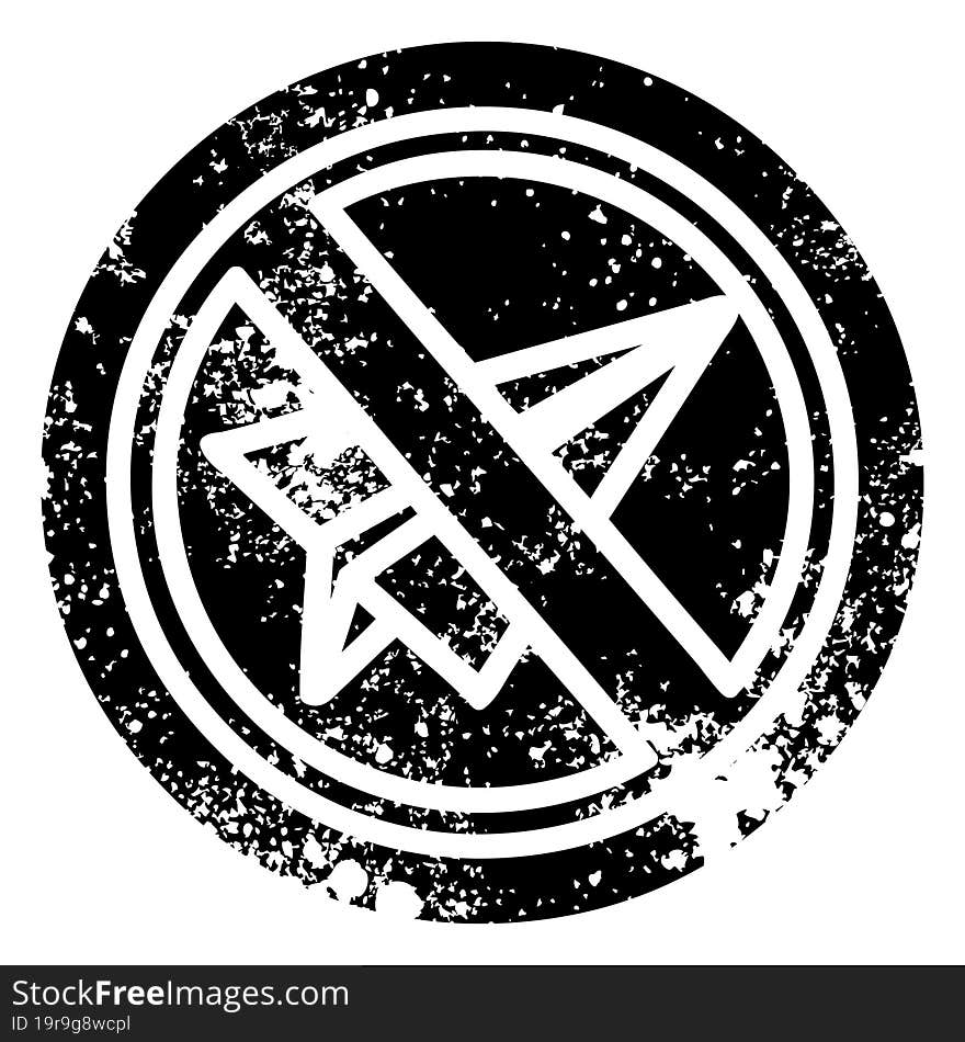 paper plane ban distressed icon