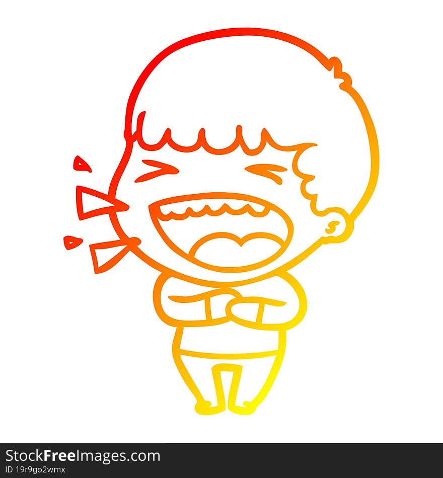 warm gradient line drawing cartoon laughing man