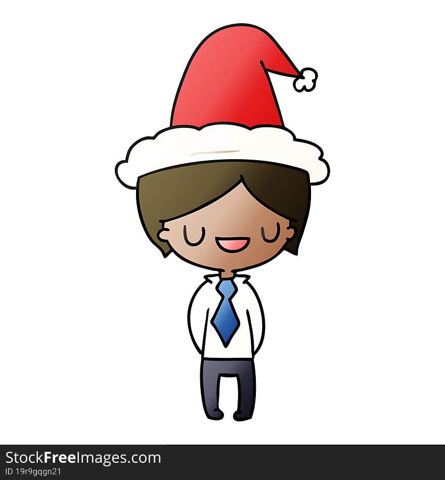 christmas gradient cartoon of kawaii boy