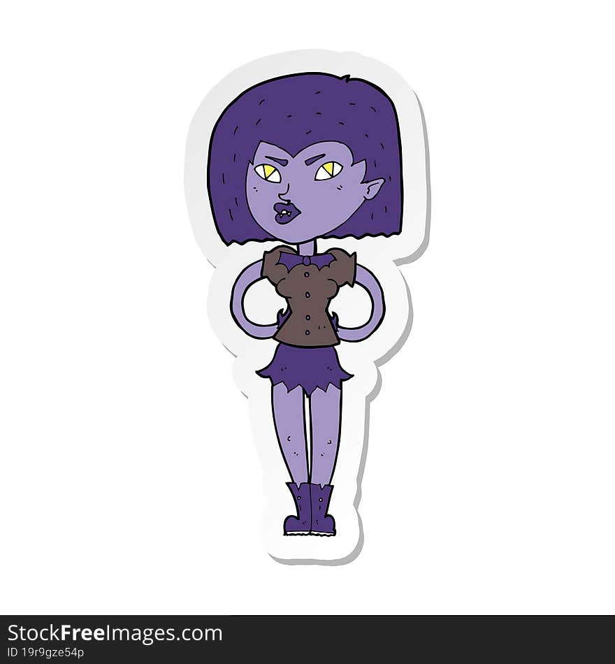 Sticker Of A Cartoon Vampire Girl