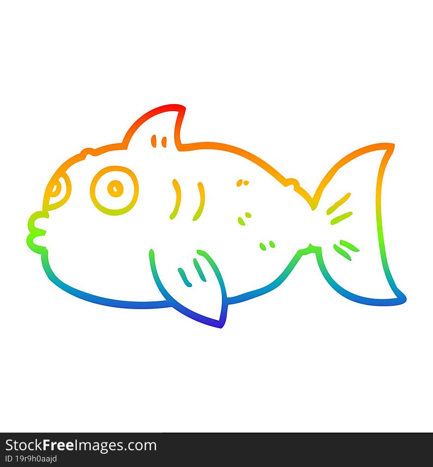 rainbow gradient line drawing cartoon surprised fish