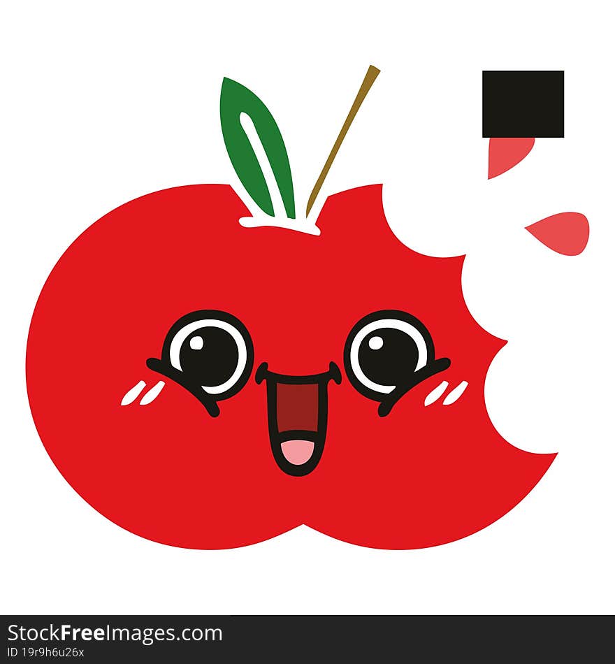 flat color retro cartoon red apple