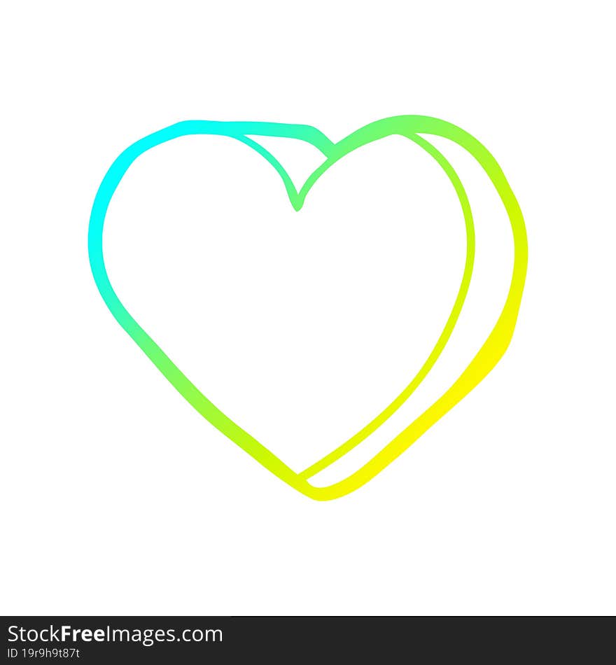 cold gradient line drawing cartoon love heart