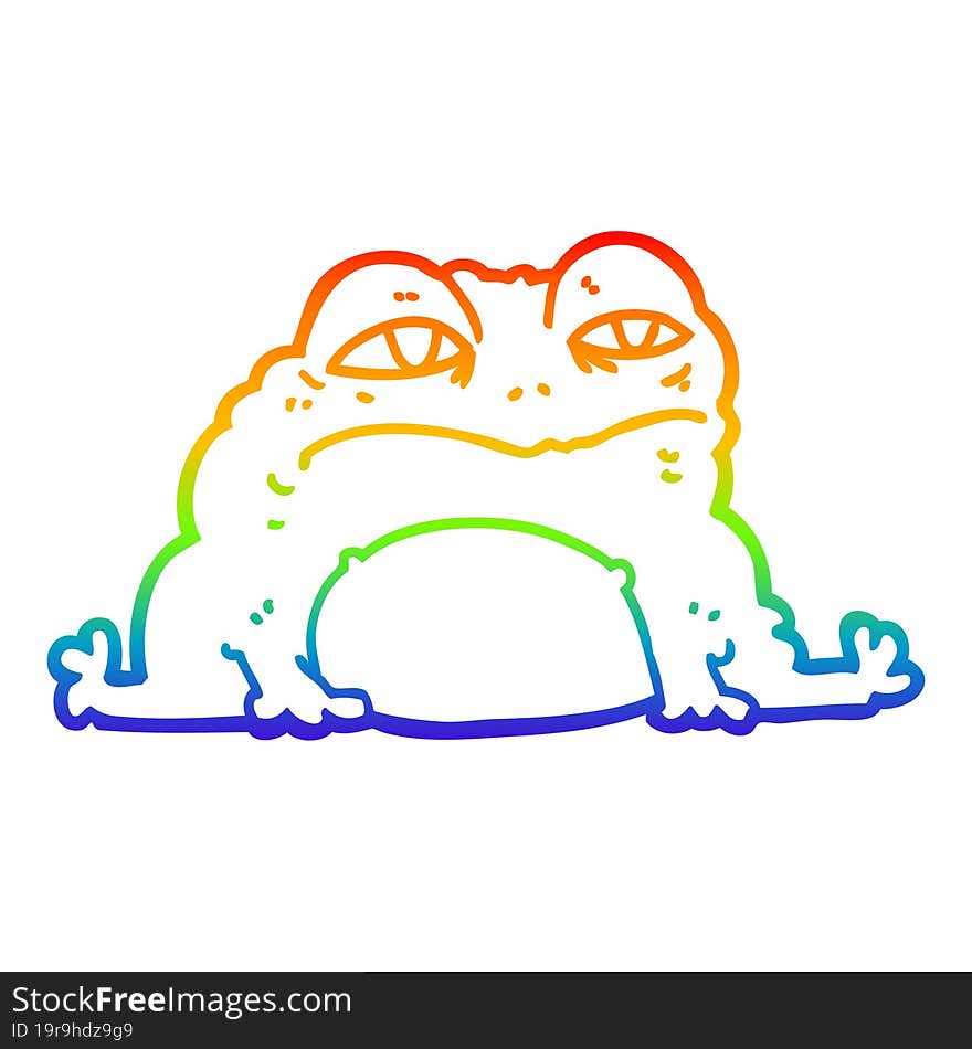 rainbow gradient line drawing cartoon toad