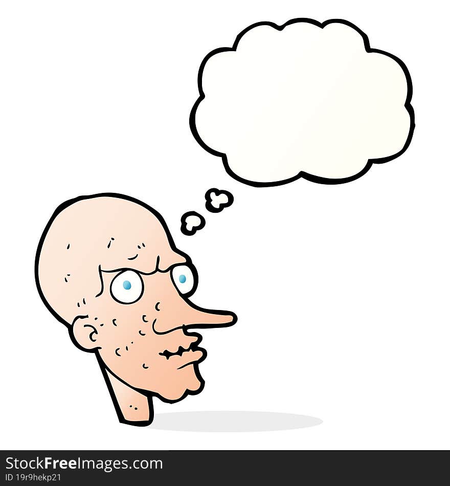 Cartoon Evil Old Man With Thought Bubble