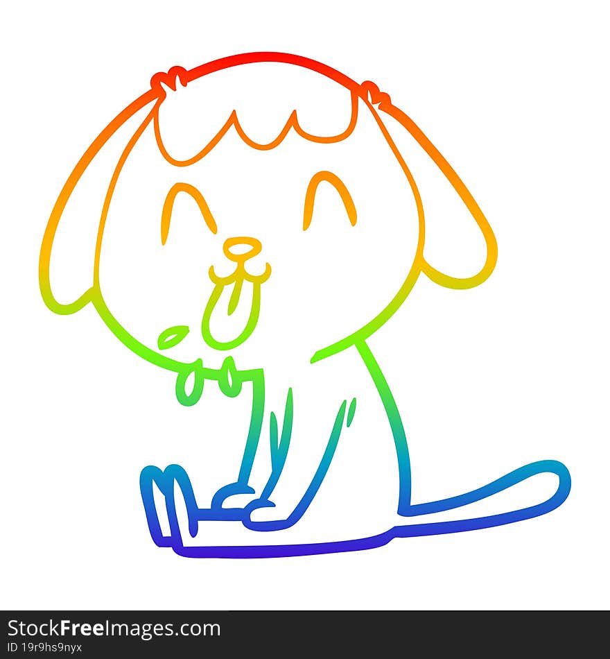 rainbow gradient line drawing of a cute cartoon dog