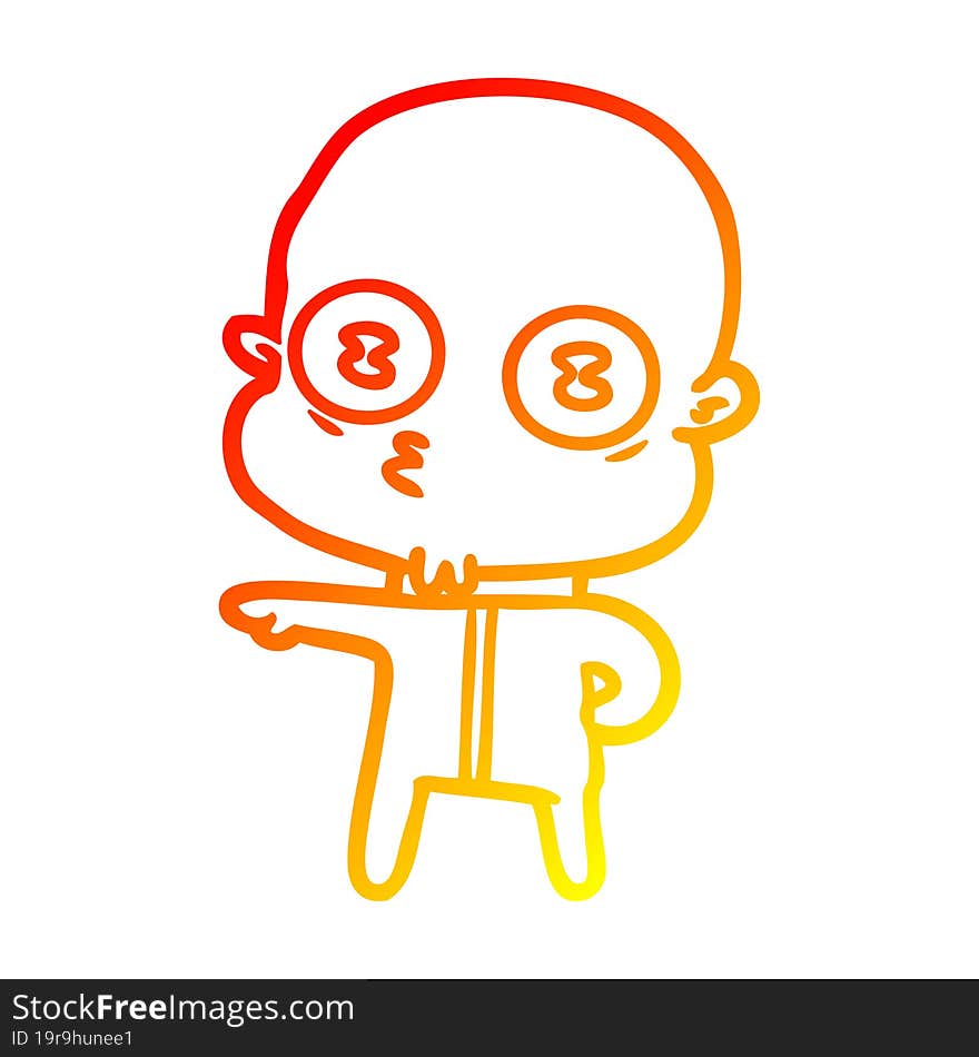 Warm Gradient Line Drawing Cartoon Weird Bald Spaceman