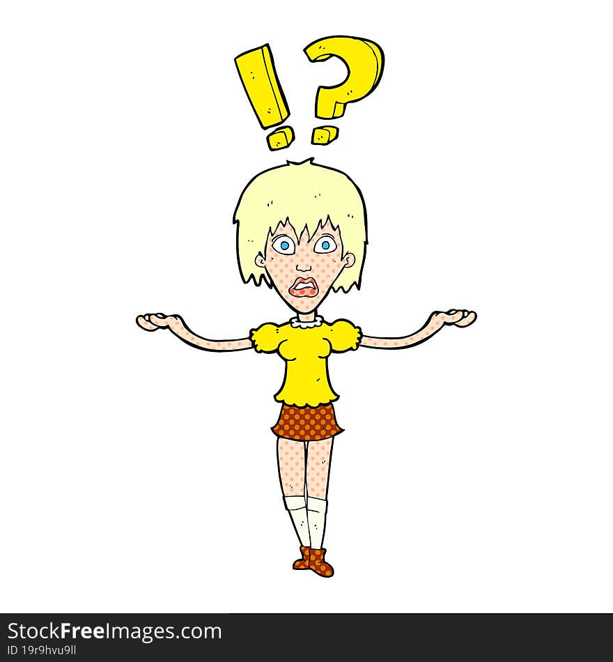 cartoon woman asking question