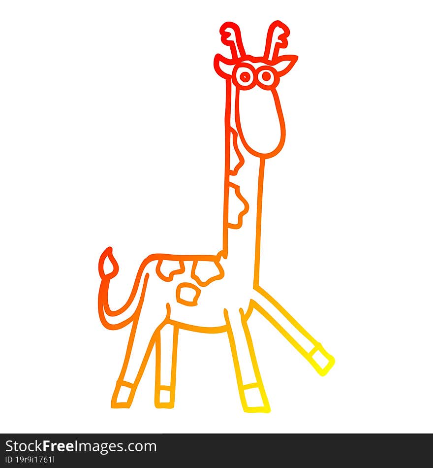 Warm Gradient Line Drawing Cartoon Funny Giraffe