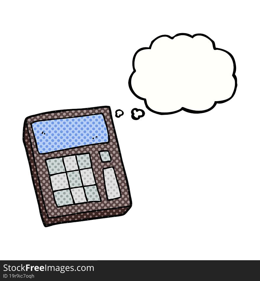 freehand drawn thought bubble cartoon calculator