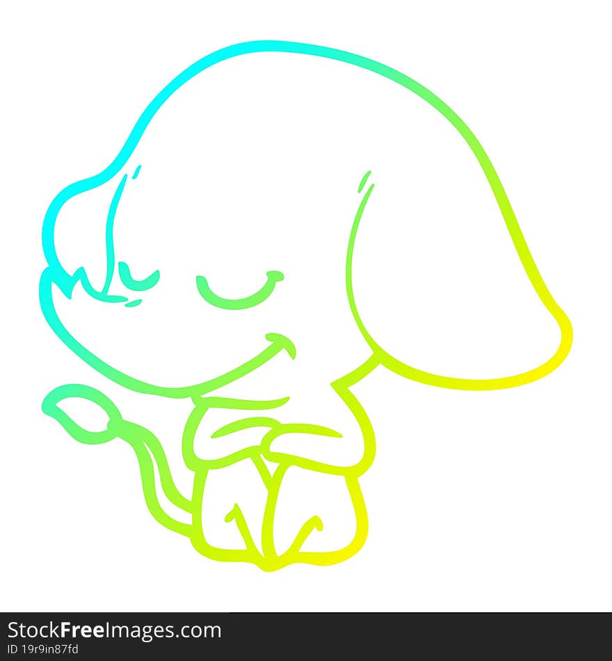 cold gradient line drawing cartoon smiling elephant