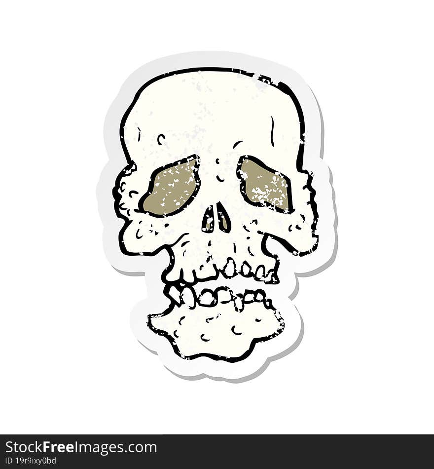 retro distressed sticker of a cartoon skull