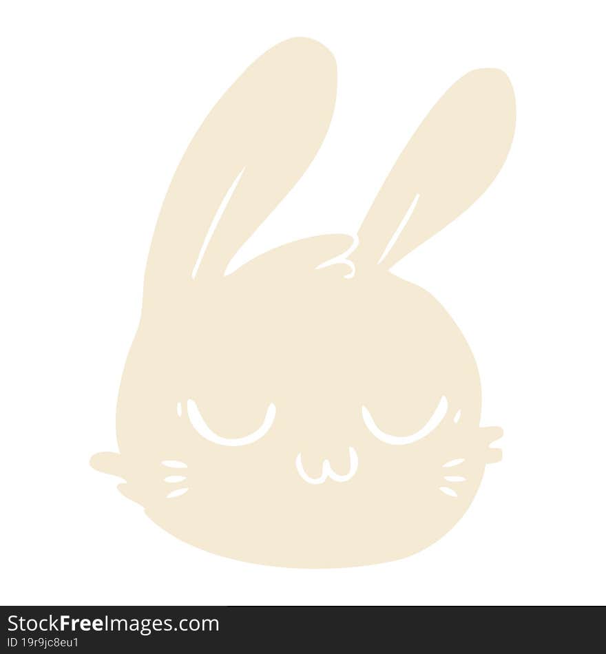 Flat Color Style Cartoon Rabbit Face