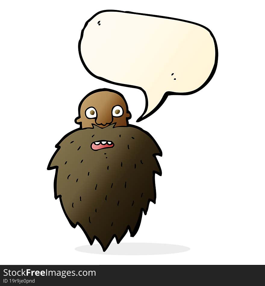 cartoon bearded man with speech bubble