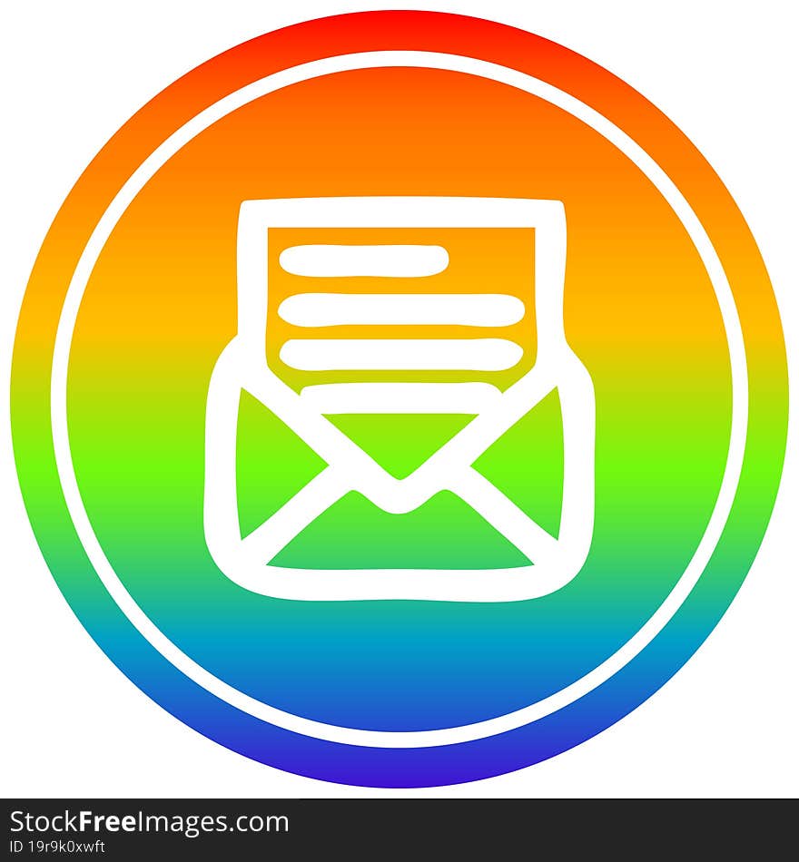 envelope letter circular in rainbow spectrum