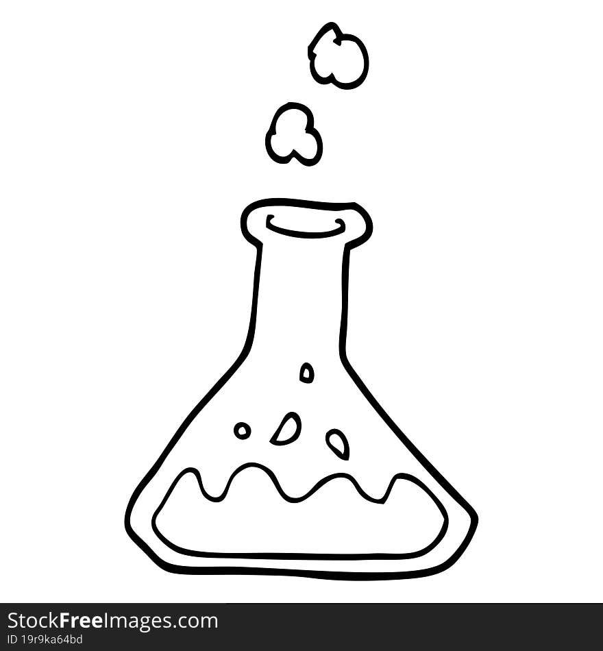 line drawing cartoon chemicals in bottle