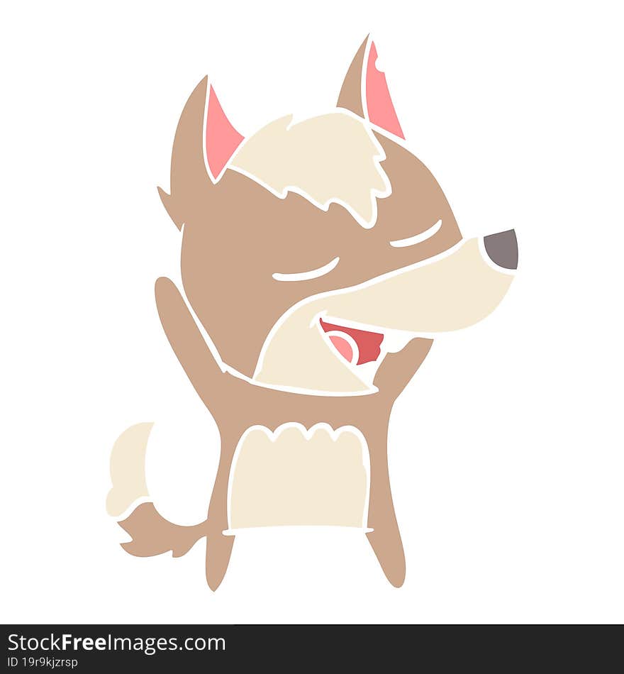 flat color style cartoon wolf laughing