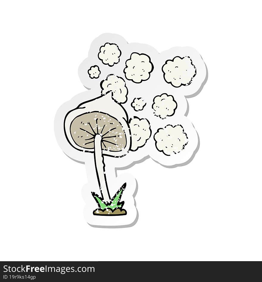 retro distressed sticker of a cartoon mushroom