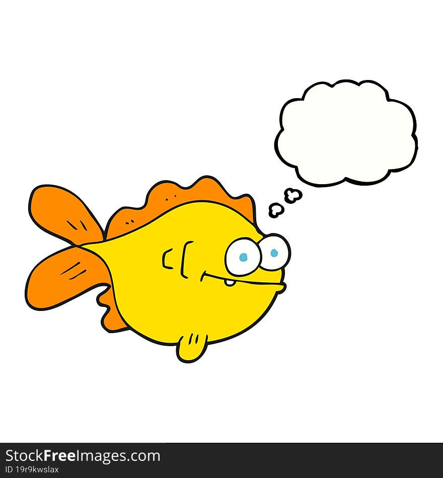 freehand drawn thought bubble cartoon fish