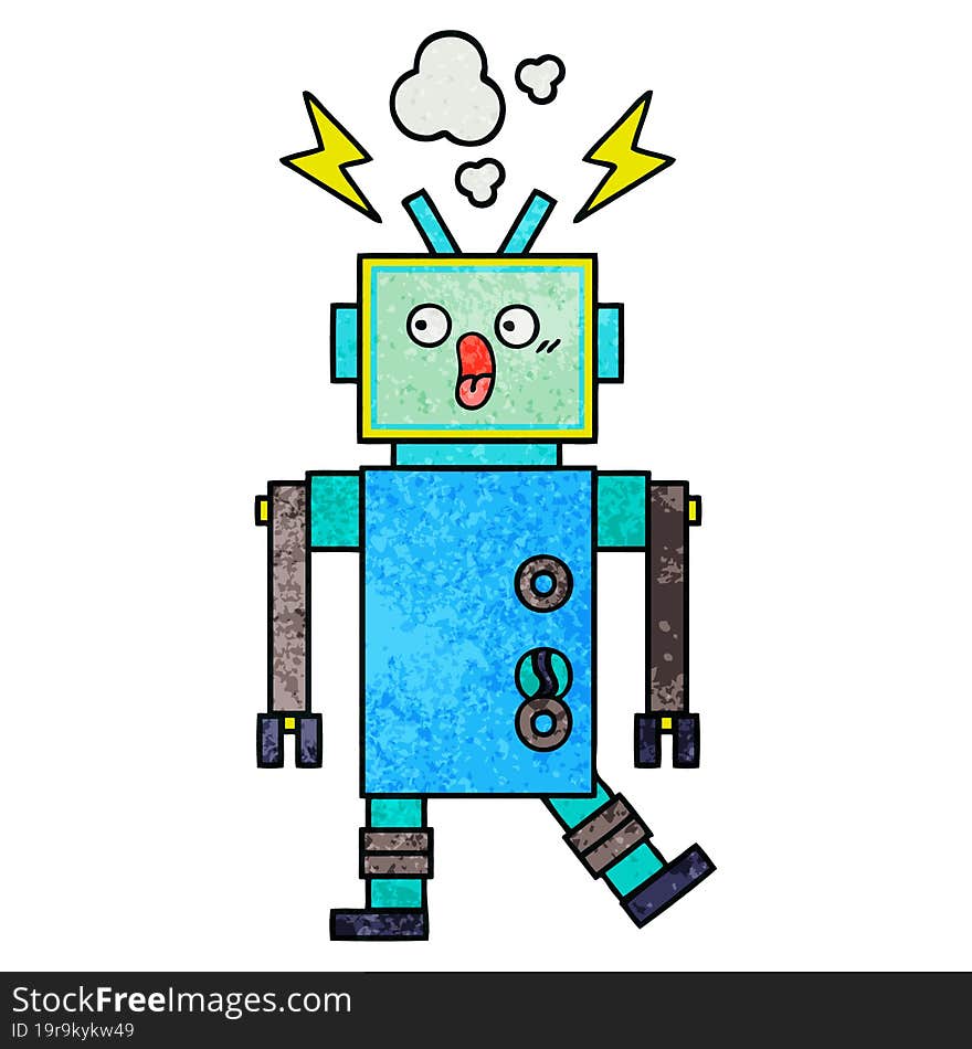 Retro Grunge Texture Cartoon Robot