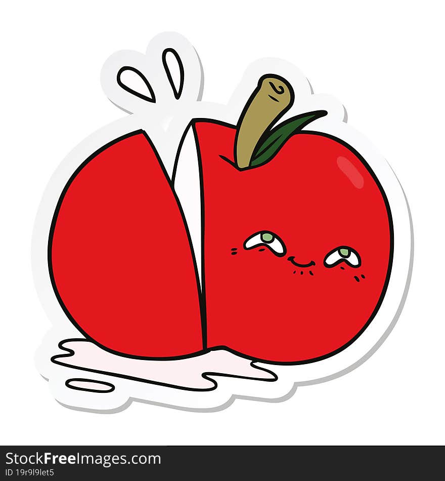 Sticker Of A Cartoon Sliced Apple