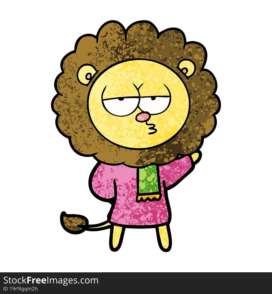 cartoon bored lion. cartoon bored lion