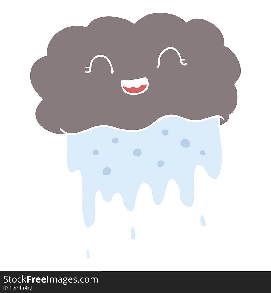 flat color illustration of a cartoon rain cloud