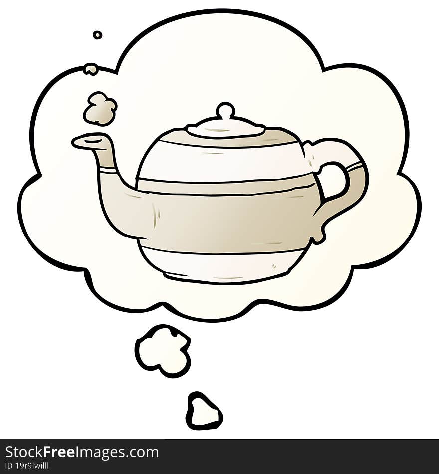 Cartoon Teapot And Thought Bubble In Smooth Gradient Style